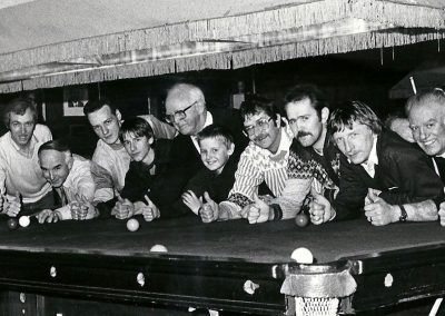 Members who took part in an all-night sponsored snooker event to assist the Portadown B.B. Battalion on their trip to Dallas, USA 1987.